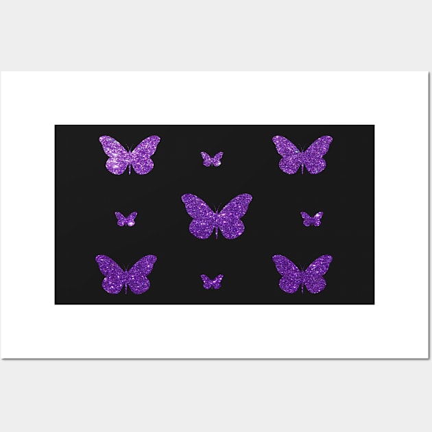 Purple Faux Glitter Butterflies Wall Art by Felicity-K